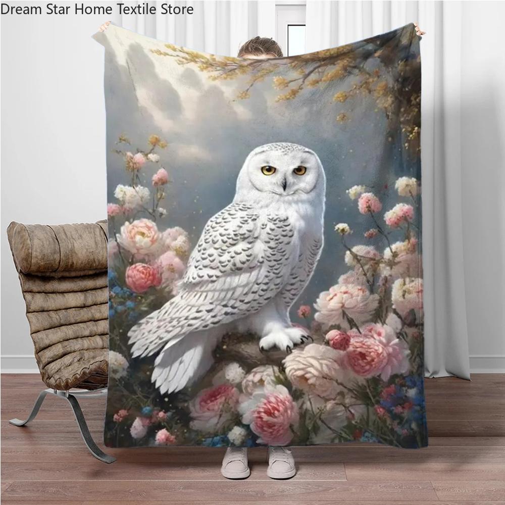 White Owl Flannel Blanket Children Warm Soft Blanket For Sofa Bed Cover Blanket Suitable For Birthday Souvenir Camping Gifts