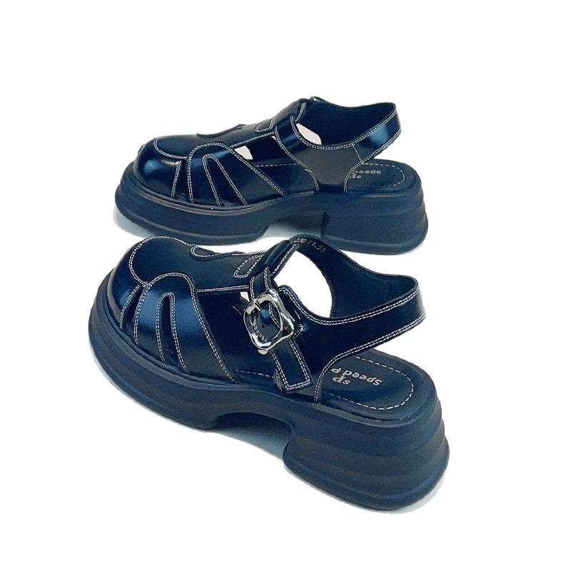 Baotou sandals women's new summer hollow woven breathable sandals muffin thick-soled beach