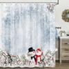 Blue Christmas Shower Curtain, Winter Snowflake Shower Curtains Set with 12 Hooks, Holiday Home Decor Fabric Shower Curtains