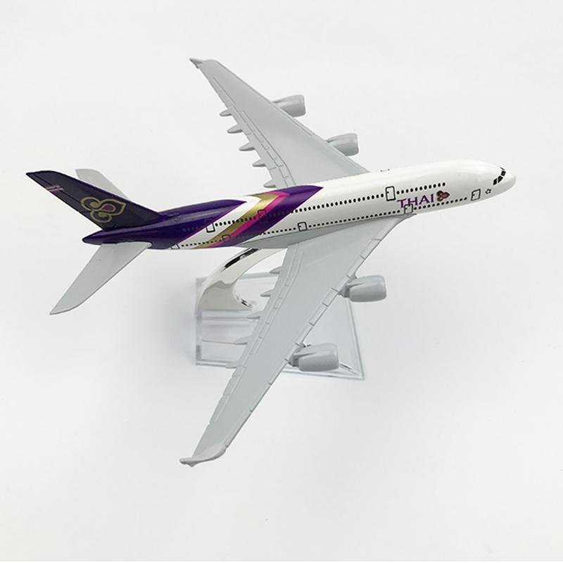 Maßstab 1/400 16cm Thai Airways Airbus A380 Airways Flugzeugmodell Flugzeug Diecast Metallflugzeuge