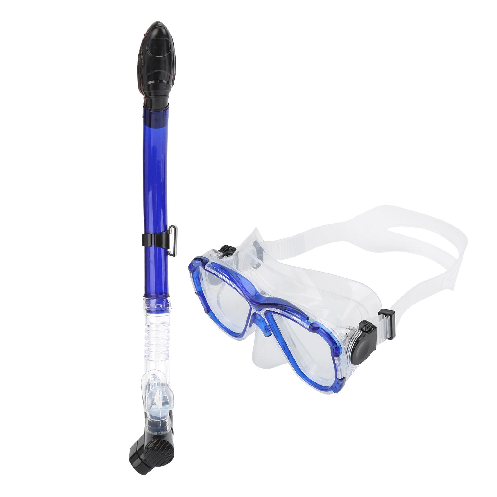 

Adults Snorkel Set AntiFog Diving Cover Tempered Glass Goggles with Dry Top Snorkel Tube(Blue ) синий