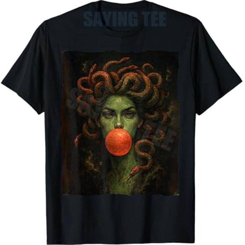 Medusa Kaugummi Feministin Griechische Mythologie Halloween T-Shirt Mythisches Monster Schlangenhaar Gorgone Lustig Fantasy Ästhetik Kleidung