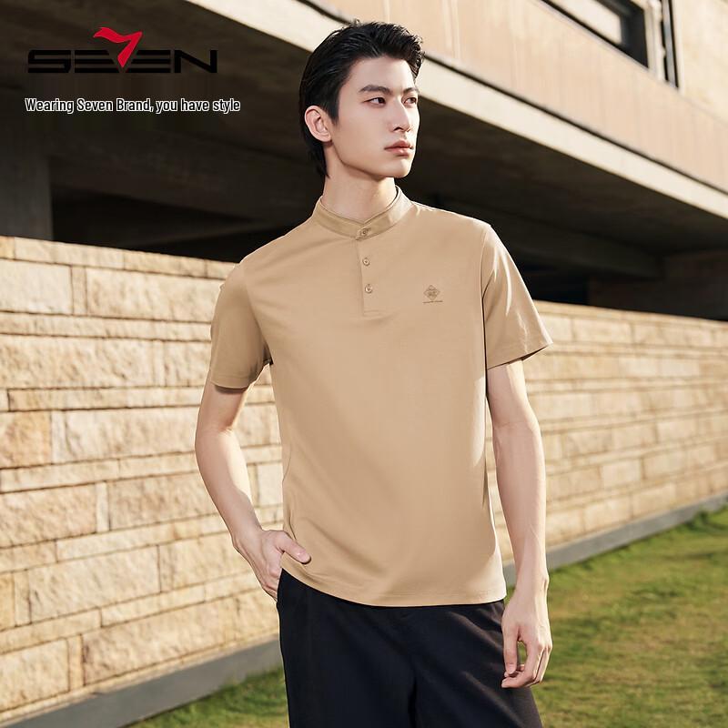 

Мужская рубашка-поло SEVEN из смесовой льняной ткани с воротником-стойкой, короткий рукав L
