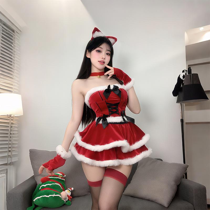 

Новый Рождественский Набор Юбка для Елки и Костюм Санта Клауса - Праздничные Украшения One Size