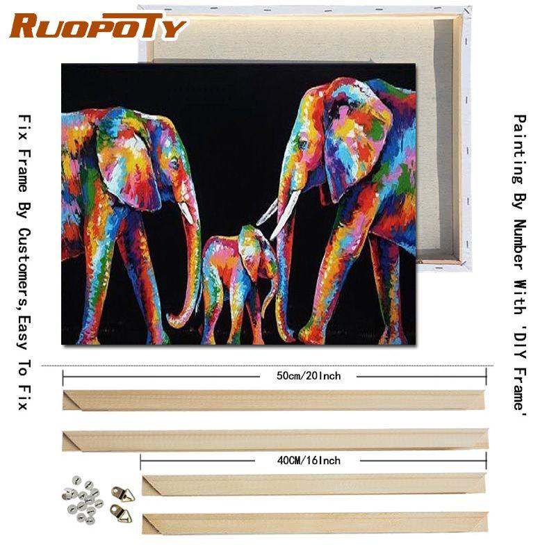 RUOPOTY S DIY rámem Zvířata Olejomalba DIY Malba podle čísel Moderní obraz na plátně Ručně malovaný domácí dekor 40x50cm