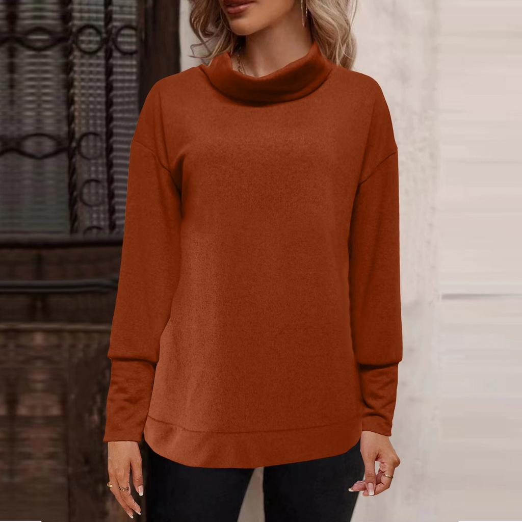 Women's Solid Color Fashion Casual Turtleneck Sweater French Cashmere Ground Sweater Top