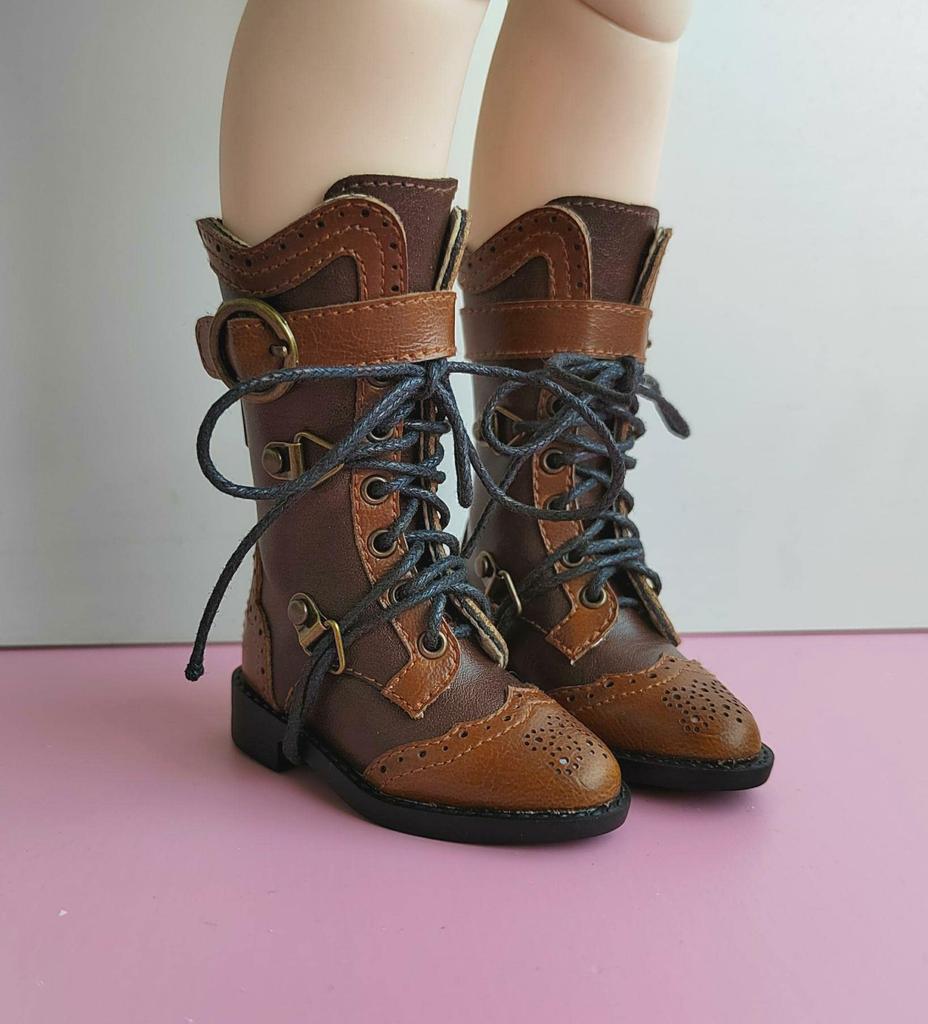 [Dolly Para] Doll boots, 4-minute, boys and girls, Kumako stacked genuine leather boots (brown)