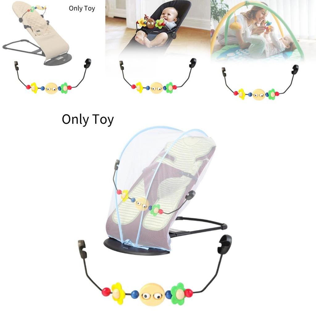 Cozy Wooden Baby Rocking Chair Toy Stand With Colorful Plush Toys For Infant Enjoyment