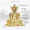 Silent Solar Powered Gold Tibetan Prayer Wheel with 4 Wind Chimes for Home Decor
