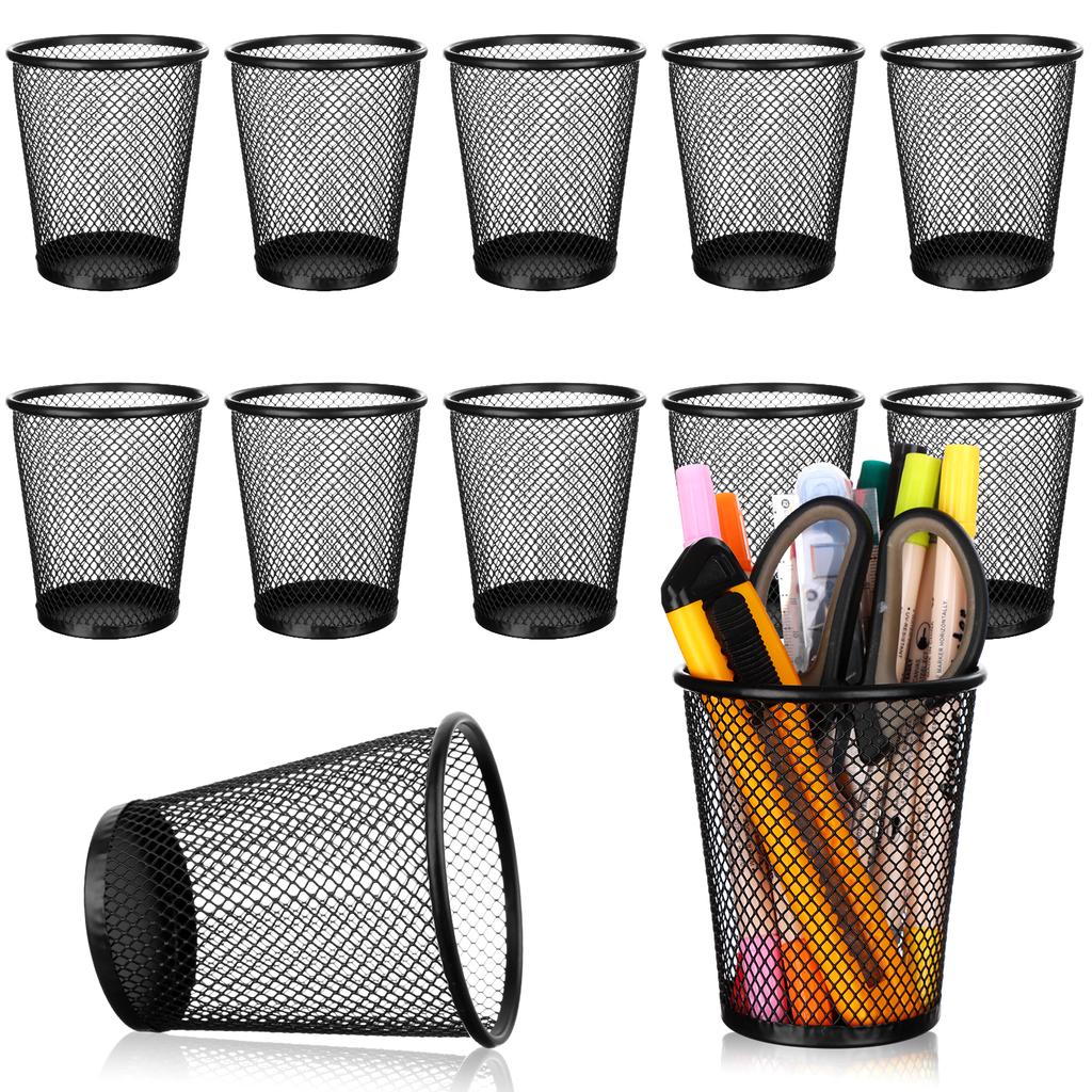 Oneant 12Pcs Black Pen Holder For Desk Pencil Holder Metal Mesh Pen Pot For Office Home Classroom Stationary Supplies