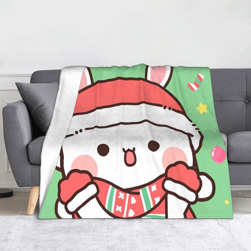 Dudu Bear and Bubu Panda Christmas Blanket Fleece Printed  Breathable Warm Throw Blankets for Bedding Office Bedding Throws
