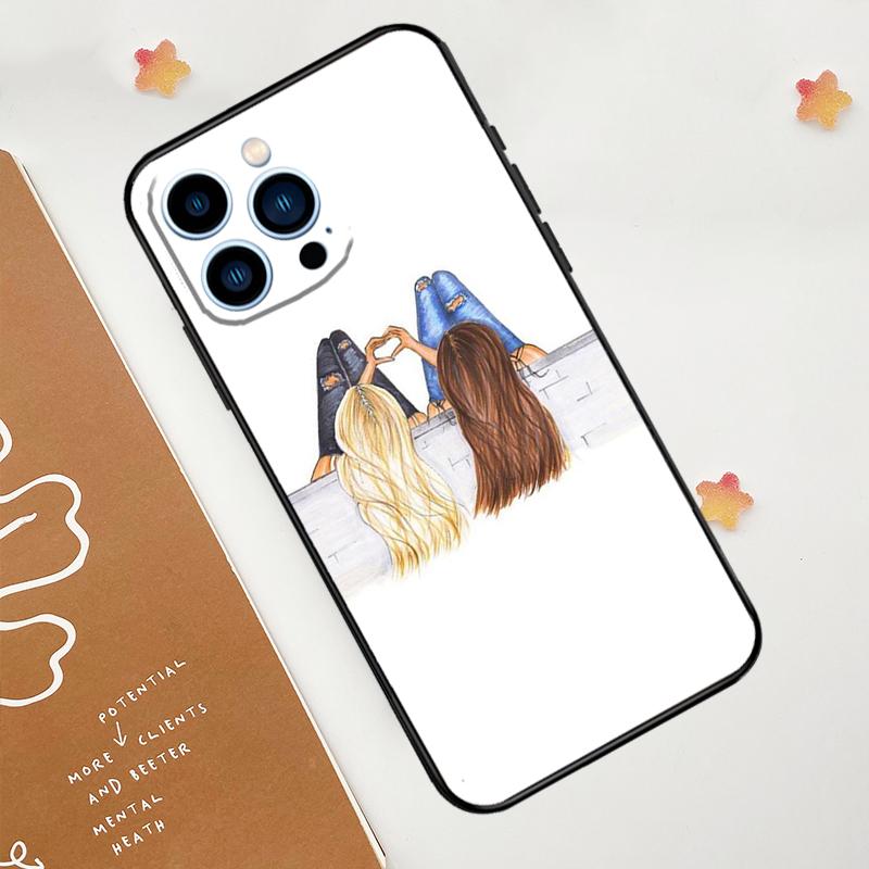 Best Friends BFF Matching Phone Case For iPhone 17 Pro Max 14 13 12 11 15 16 Pro Max mini 16 Plus 16e 17 Air Funda
