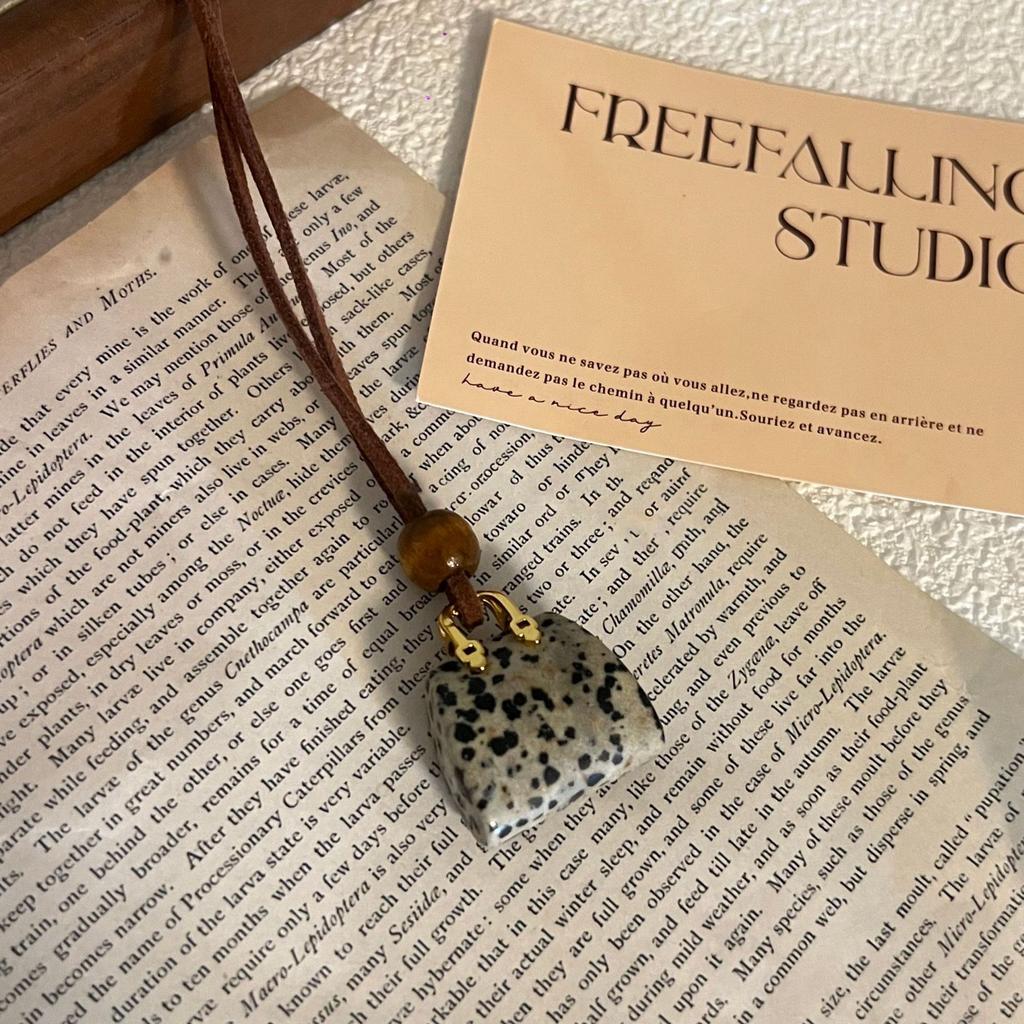 Retro Layered Tiger Eye Stone Pendant Necklaces for Girls Women Natural Stones Double-Layer Maillard Necklace Jewelry Gifts