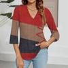 Women's V-neck Gradient Print Three-quarter Sleeve Fashion Top