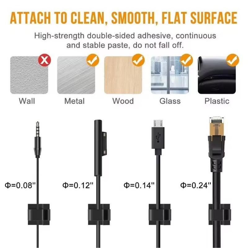 Adhesive Cable Clips Wire Clips Cable Wire Management Wire Cable Holder Clamps Cable Tie Holder For Car, Office And Home