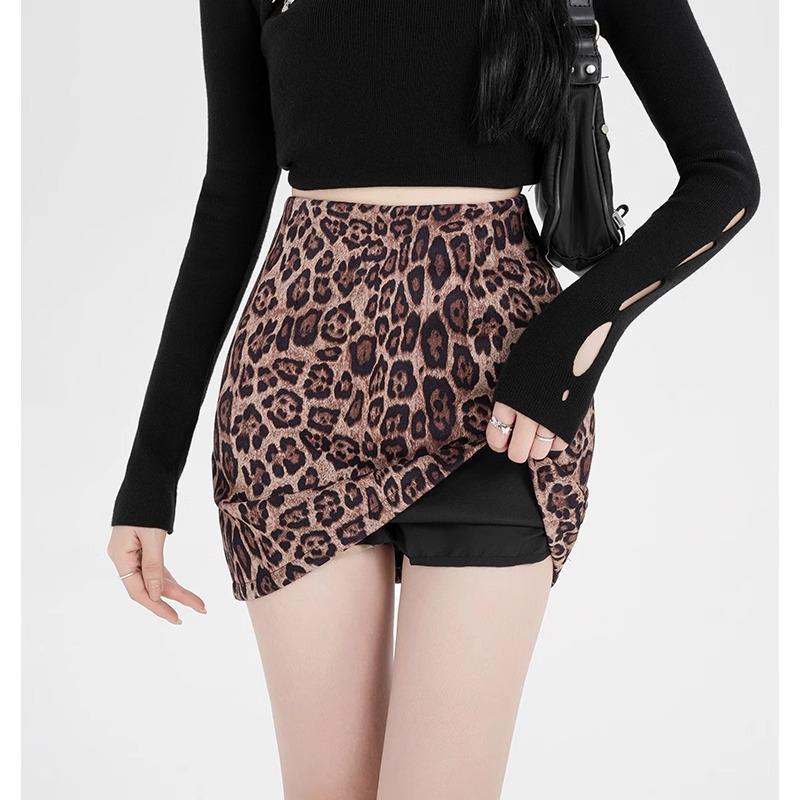 Suede Leopard Print A-line Midi Skirt for Women - Autumn/Winter 2024 Collection
