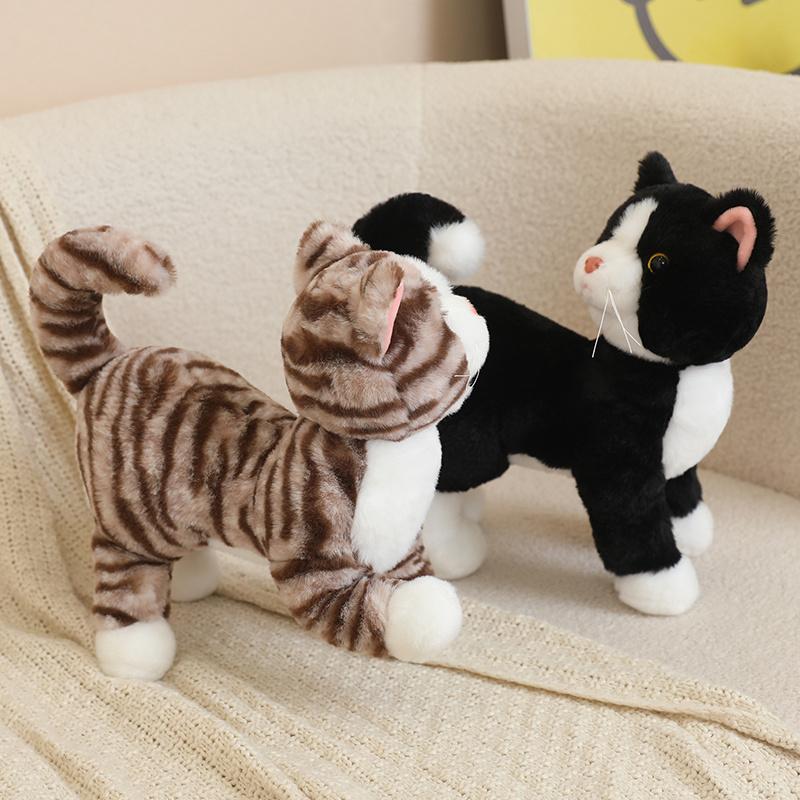 25CM Simulation Cat Doll Stuffed Animal Lifelike Pet Cat Toys Home Ornament Holiday Surprise Gift