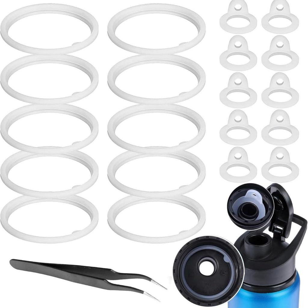 21PCS Water Bottle Lid Gasket Replacement Silicone Seal Rings Water Bottle Silicone Rings for Spout Lid In Multiple Size