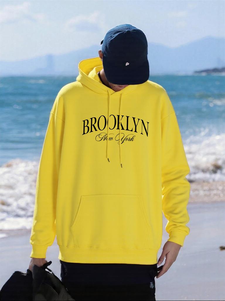 Brooklyn New York Letter Printing Men Hoodie Pocket All-Match Hoody Multicolor Casual Man Pullovers Autumn Fleece Clothing