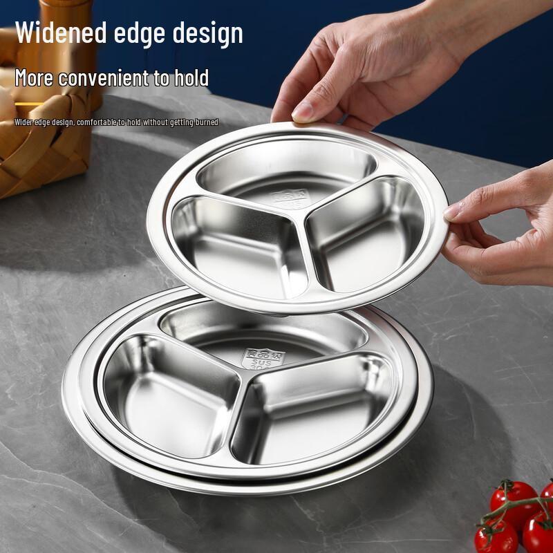

Guro 304 Stainless Steel Round Compartment Meal Plate