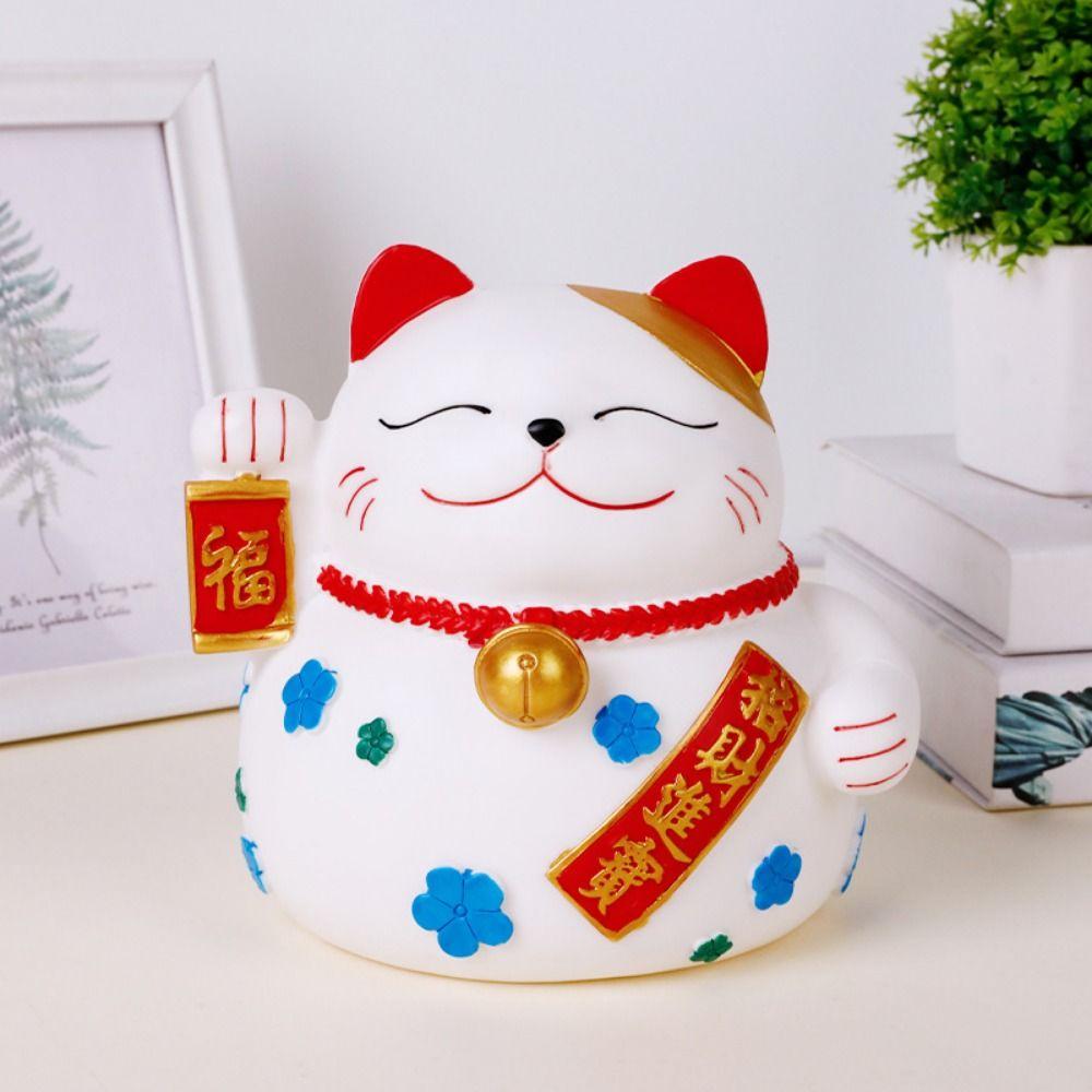 Cute Lucky Cat Piggy Bank Washable Animal Ornaments Cartoon Cat Shape Saving Box  Living Room