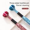3-Sided Soft Bristle Toothbrush 2-Pack with Raised Tongue Coating Brush