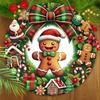 Wooden Christmas Sign with Gingerbread Man Pattern - Buffalo Plaid Navidad Ornament for Front Door Wall Hanging Decor - Ideal Christmas Ornament