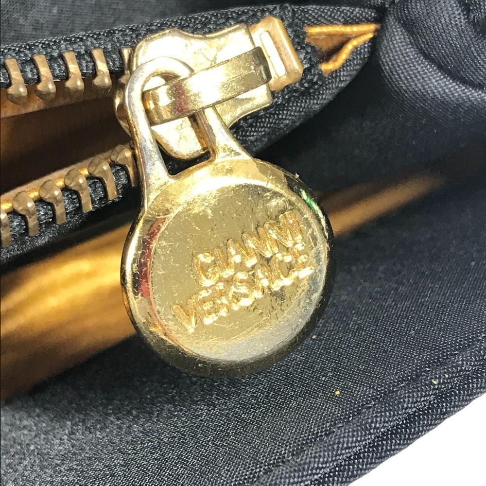 Versace Vintage Logo Sunburst Tote Bag Chain Shoulder Bag Black/Gold