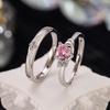 Versatile Cross Pink Cubic Zirconia Adjustable Couple Ring for Men & Women