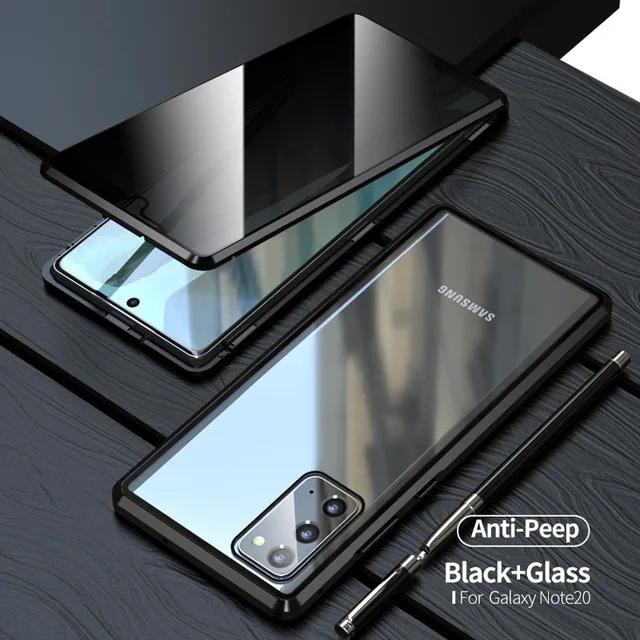 360 Full Cover Magnetic Metal Flip Case For Samsung Galaxy 20 Ultra Note20 Cases Tempered Glass 20 Privacy Fundas Euti
