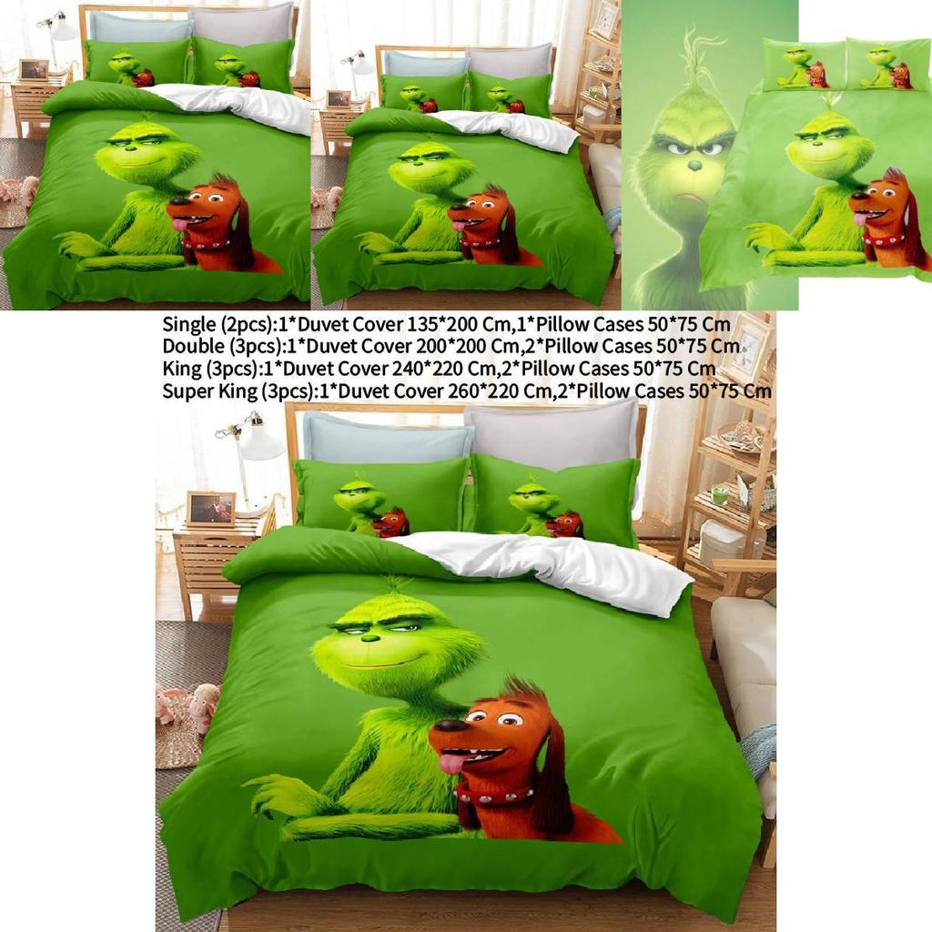 Der Grinch Bettwäsche Einzel Doppel Bettbezug Kissenbezug Für Gemütliches Zuhause Schlaf