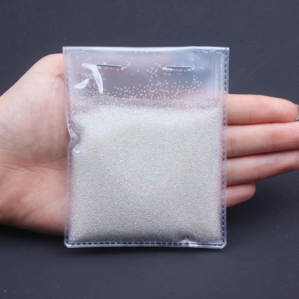 Transparent Iridescent Glass Bubble Beads for Nail Art - No Hole Pixie Caviar Beads