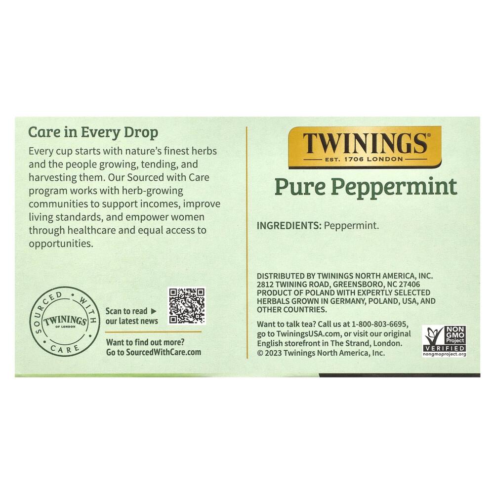 iHerb Twinings Pure Peppermint Herbal Tea, Caffeine-Free, 50 Tea Bags, 100g (3.53oz)