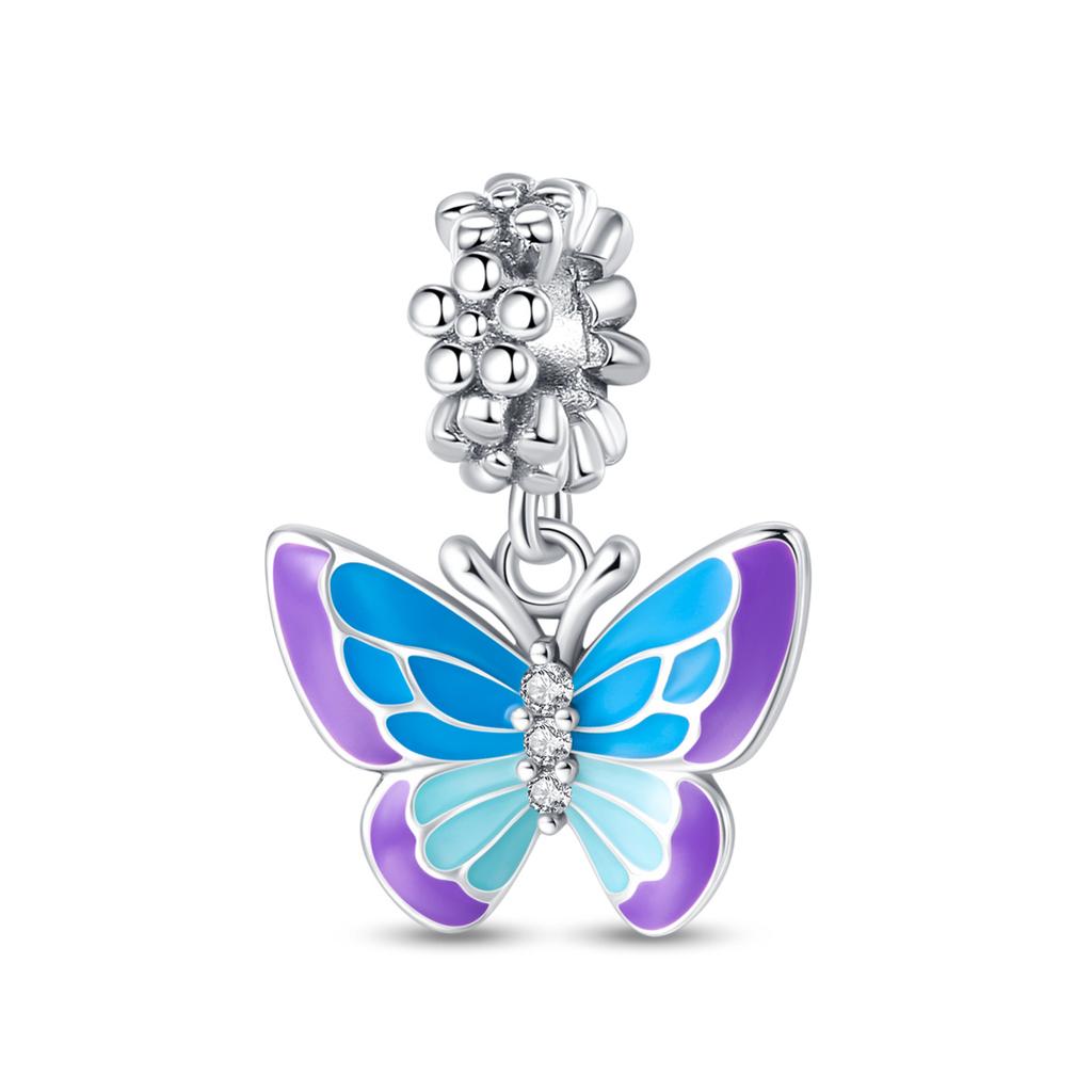 S925 Silver DIY Glow In The Dark Jewelry Accessories Firefly Butterfly Feather Pendant Bracelet Style Beads