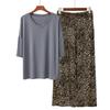Pajamas Women's Spring and Summer New V-neck Short-sleeved Cotton and Linen Pants European and American Large-size Loungewear Two-piece Set