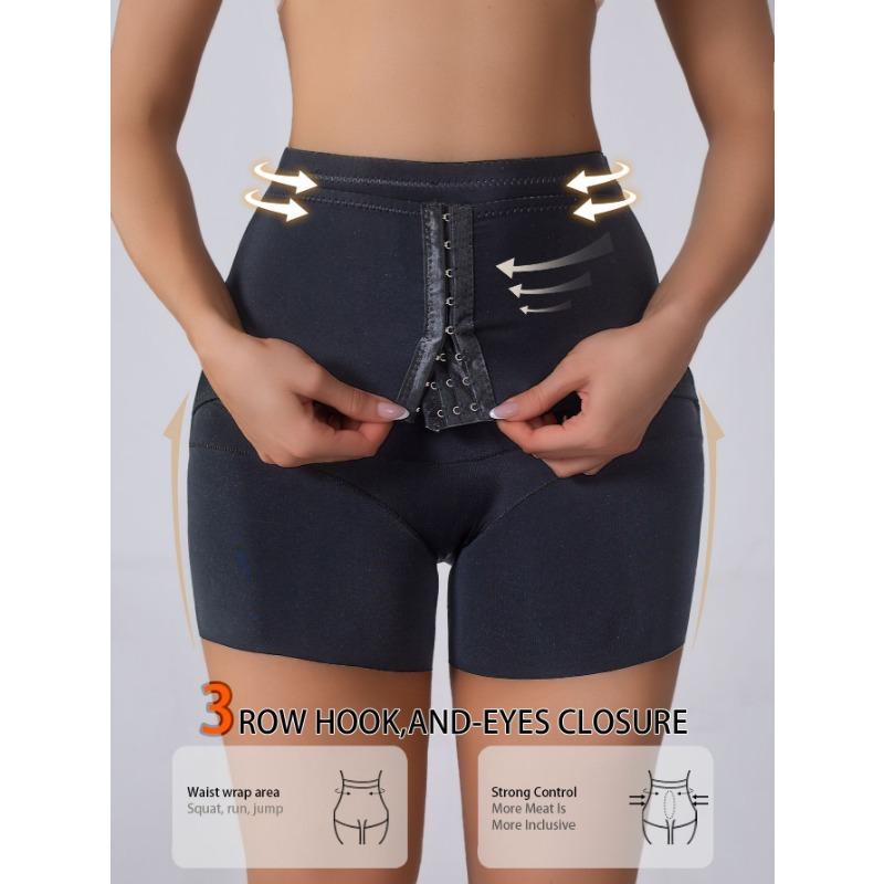 Women High Waist Side Hook-and-eye Tummy Control Shapewear Shorts S чёрный