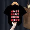 Summer Strawberry Printed Sweet Cute ShortSleeved Childrens Casual Sportswear Tshirt Polyester Fabric Kids Girls Clothes