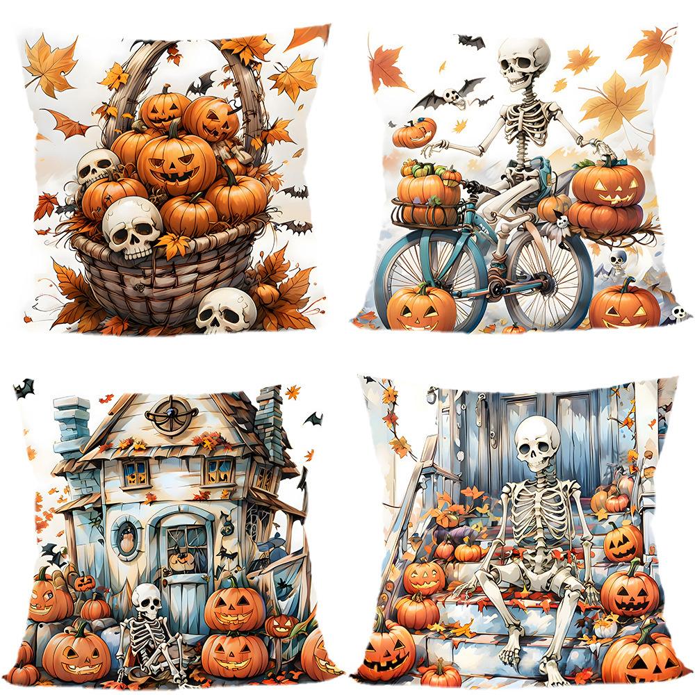 Halloween Pillowcase Pumpkin Skull Funny Ghost Cushion Cover Sofa Living Room Decoration Pillow