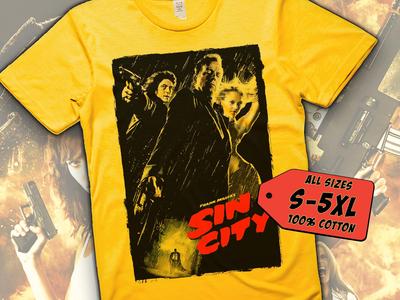 Sin City V1 T Shirt Movie Poster Print Yellow Color Shirt 100% Cotton All Sizes S To 5XL