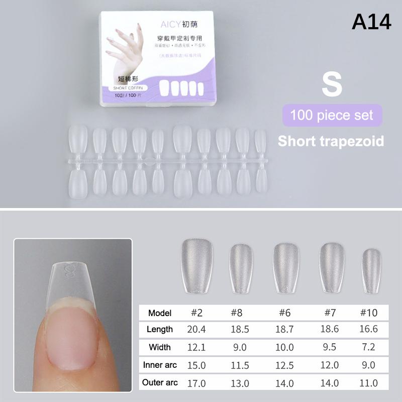 100Pcs/Box Matte Fake Nails No Polishing Press On False Nails Medium Short Design High Matt Soft Gel Nail Tips For Extension