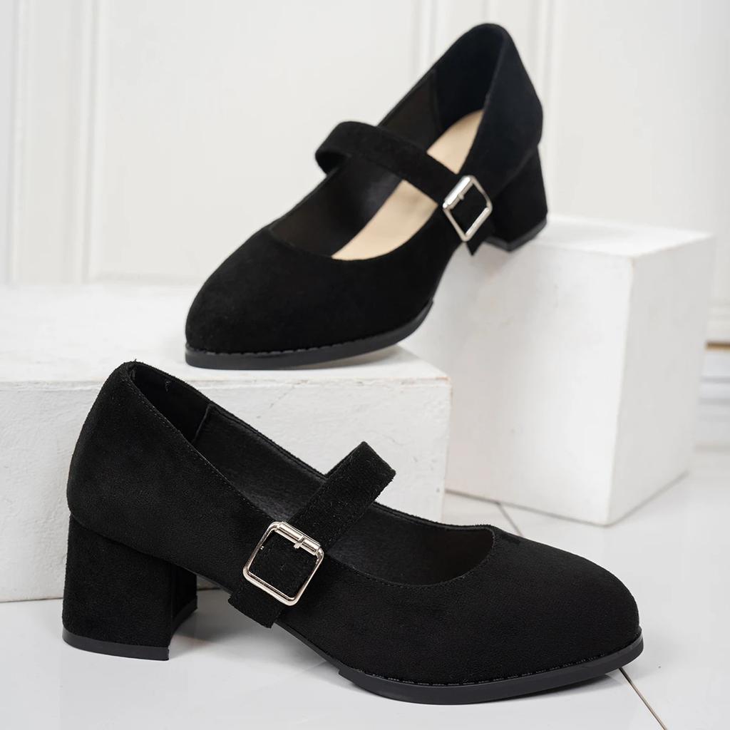 Fashion Elegant High Heels Pumps  Janes Shoes Large Size 42 Black Red White Women's Heeled Dance Party Wedding Shoes Classic