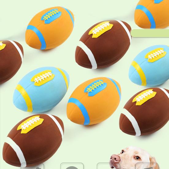 Dog Bite Toy Rugby Shape Cleaning Tooth Soft Latex Toy Puppy Chewing Ball Toy Dog Toy