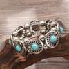 European and American Ethnic Style Personalized Retro Alloy Turquoise Elastic Bracelet Women's Bohemian Bracelet Jewelry