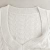 Women's  And Winter Fashion Solid Color Hollow V-Neck Long Sleeve Knit Sweater