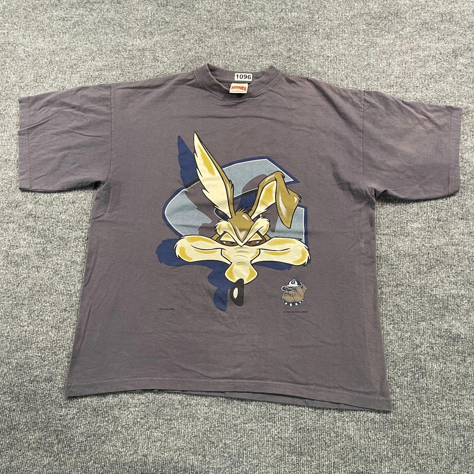 

Vintage 1996 Nutmeg Wile-E Coyote Georgetown Hoyas Shirt XL 23x26 Warner-Bros L
