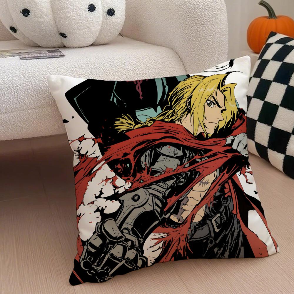 FFullmetal Alchemist Brotherhoo Cushion Cover Linen Pillow Case Soft Breathable Protective Couch Room Decoration