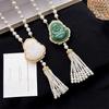 Luxury Imitation Chalcedony Buddha Sweater Chain Necklace - Autumn/Winter Fashionable Versatile Accessory for Women