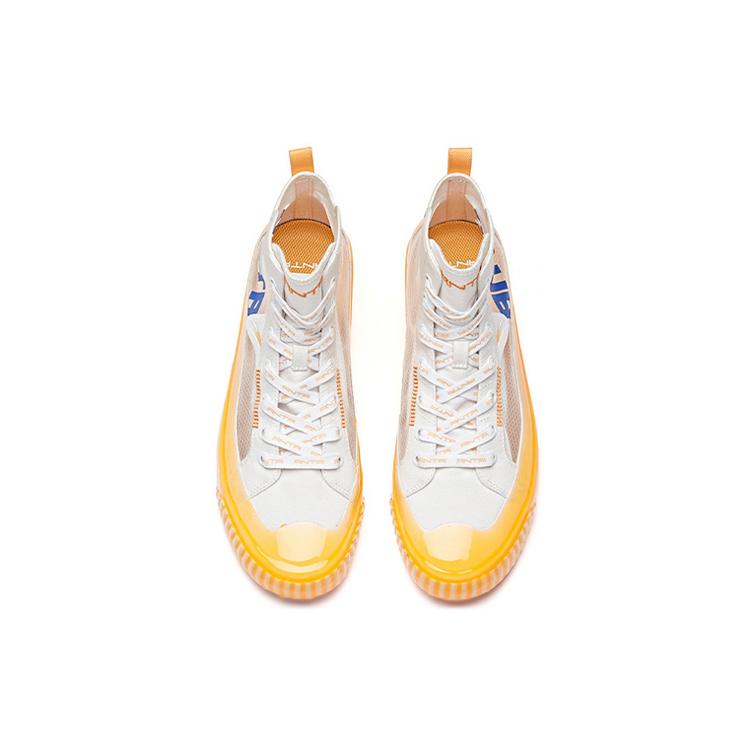 Anta Slip Resistant Abrasion Resistant High Top Canvas Shoes White Orange 112028656-4
