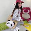 Cute Three-dimensional Plush Bear Head Handbag Large-capacity Portable Canvas Bag Girls Commute Shoulder Bag