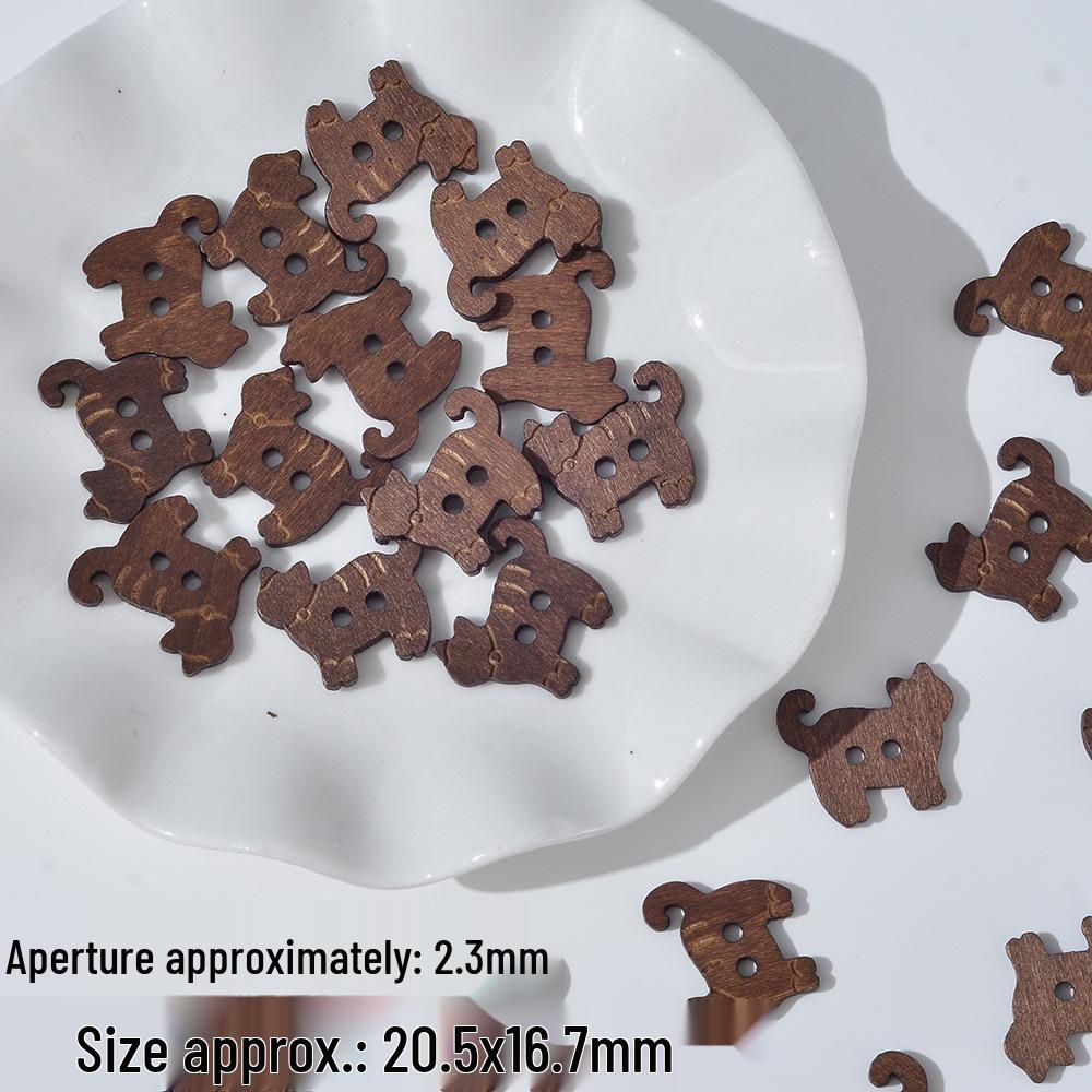 Teddy Bear & Kitten Cartoon Wood Buttons - DIY Bracelet & Necklace Beading Kit
